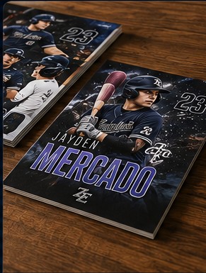 Professional-quality player graphic printed on a magazine cover